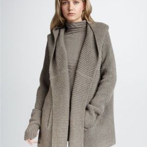 Vince. Horizontal ribbed hooded Alpaca 🦙 blend Cardigan Sz XS